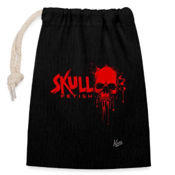 Fétichisme du crâne : Style Rock the Skull - Sac cadeau en coton avec cordon (14 x 20 cm) - noir - Devant