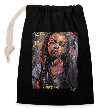 Héritage africain : les filles ont besoin de justice - Sac cadeau en coton avec cordon (14 x 20 cm) - noir - Devant