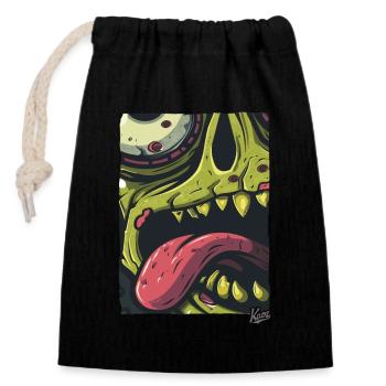 Zoom in on this zombie face: Creepy stylish! - Closable cotton gift bag (14x20cm) - black - Front