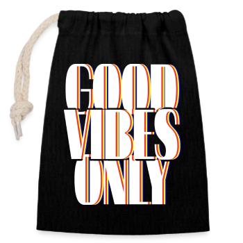 Positive vibes only in the 80s - Closable cotton gift bag (14x20cm) - black - Front