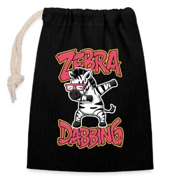 Tamponnage amical de zèbres avec des lunettes - Sac cadeau en coton avec cordon (14 x 20 cm) - noir - Devant