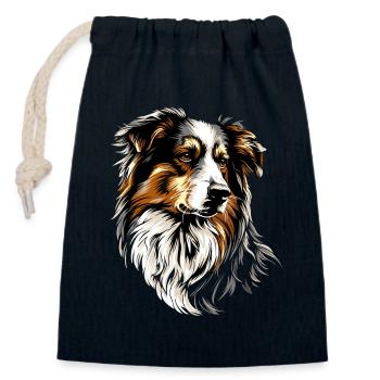 Australian Shepherd Dog Lover Cute Aussie - Closable cotton gift bag (14x20cm) - navy - Front