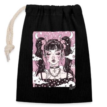 Super Cool Beauty: Grunge Emo Girl - Closable cotton gift bag (14x20cm) - black - Front