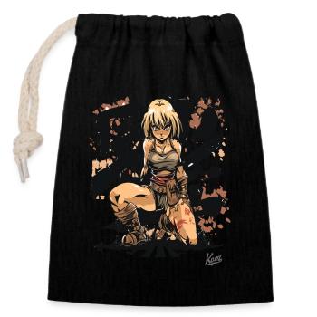Barbarian Fighter & Sword Maiden - Closable cotton gift bag (14x20cm) - black - Front