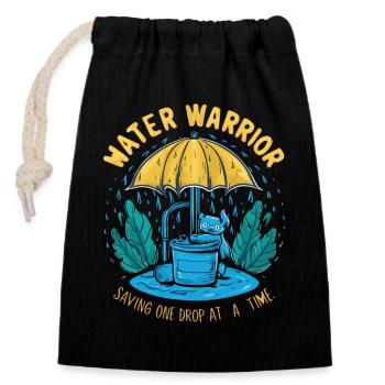 Water Warrior Drop Hero - Closable cotton gift bag (14x20cm) - black - Front