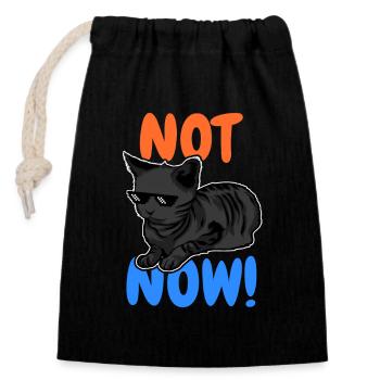 Drôle de chat - Sac cadeau en coton avec cordon (14 x 20 cm) - noir - Devant