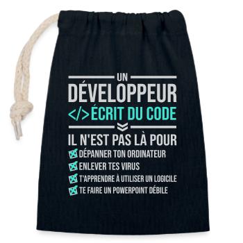 Developer Writing Code - Closable cotton gift bag (14x20cm) - navy - Front