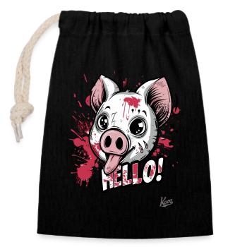 Cute, Funny, Cool Graffiti Pig - Closable cotton gift bag (14x20cm) - black - Front