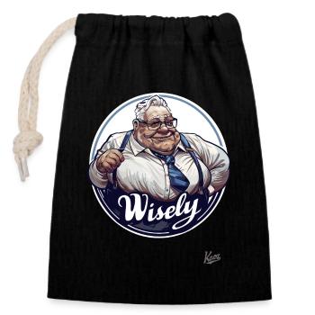 The old wise and clever man - Closable cotton gift bag (14x20cm) - black - Front