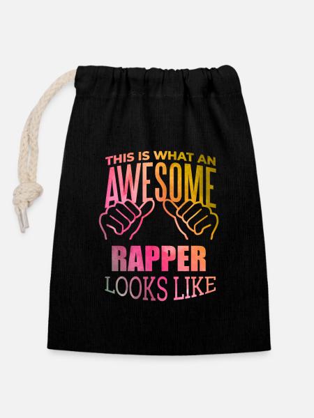 Rap Rap Rap - Verschließbarer Geschenkbeutel aus Baumwolle (14x20cm) - Schwarz