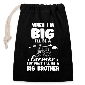 When I'm Big I'll Be an Farmer Big Brother - Closable cotton gift bag (14x20cm) - black - Front