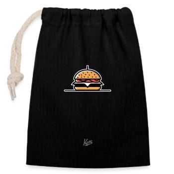 burger sandwich cheeseburger - Verschließbarer Geschenkbeutel aus Baumwolle (14x20cm) - Schwarz - Vorne