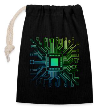 Colorful Computer Circuit Board Tech Electronic - Closable cotton gift bag (14x20cm) - black - Front