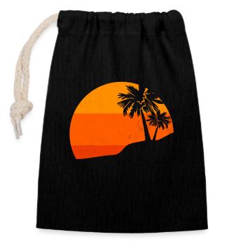 Sunset Palm Trees Retro Tropical Vibes - Closable cotton gift bag (14x20cm) - black - Front