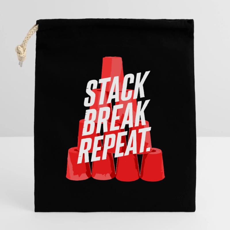 Stack Break Repeat Stacking Cups Speed Stacker Sac cadeau en coton avec cordon (14 x 20 cm)