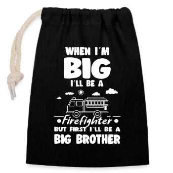When I'm Big I'll Be Firefighter Big Brother - Closable cotton gift bag (14x20cm) - black - Front