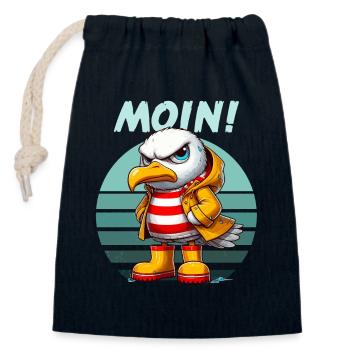 Hambourg Moin Seagull Nord Allemand Drôle Rétro - Sac cadeau en coton avec cordon (14 x 20 cm) - bleu marine - Devant