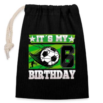 6th birthday Boy Soccer 6 Years Old Gifts - Closable cotton gift bag (14x20cm) - black - Front