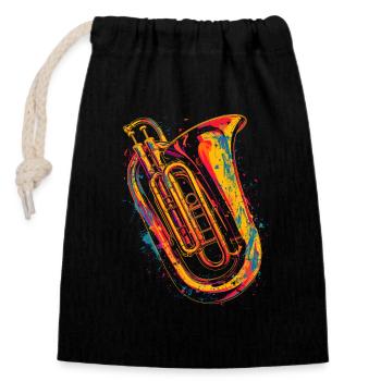 Tuba Graphic - Closable cotton gift bag (14x20cm) - black - Front