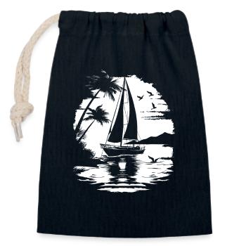 Sailing Drawing - Closable cotton gift bag (14x20cm) - navy - Front