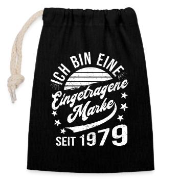 45th Birthday Retro 45th Anniversary Registered Trademark - Closable cotton gift bag (14x20cm) - black - Front