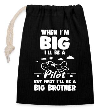 When I'm Big I'll Be an Pilot Big Brother - Closable cotton gift bag (14x20cm) - black - Front