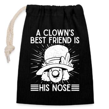 Circus Graphic Clown ́s Best Friend His Nose Gifts - Closable cotton gift bag (14x20cm) - black - Front