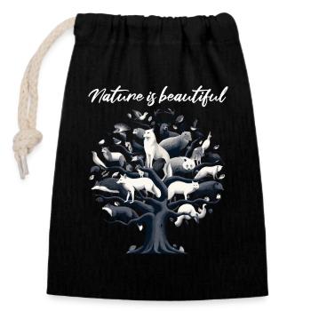 Nature Tree Life Nature Conservation Animal Welfare Bio Forest - Closable cotton gift bag (14x20cm) - black - Front