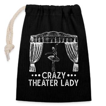 Théâtre Théâtre Crazy Theater Lady Acteur Conception musicale - Sac cadeau en coton avec cordon (14 x 20 cm) - noir - Devant