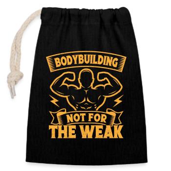 Motivation de remise en forme Bodybuilder Pas pour la salle de sport faible - Sac cadeau en coton avec cordon (14 x 20 cm) - noir - Devant