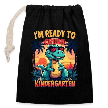 Kindergarten School Enrollment Start Kindergarten Child - Closable cotton gift bag (14x20cm) - black - Front