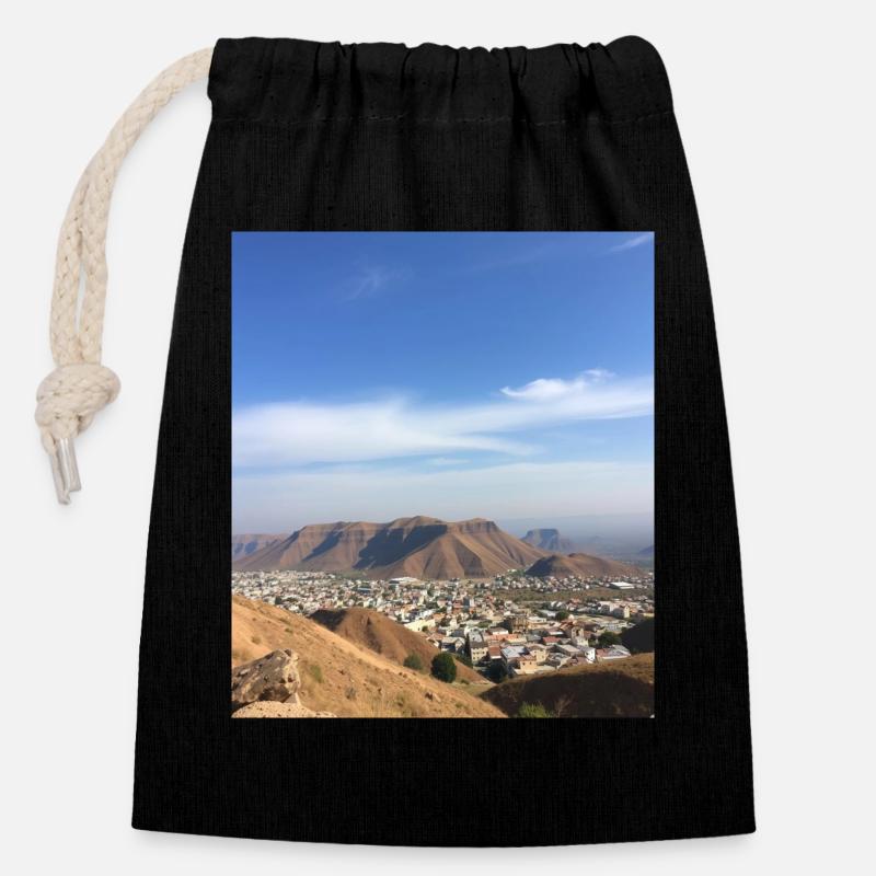 Home - Closable cotton gift bag (14x20cm) - black