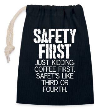 safety first just kidding - Closable cotton gift bag (14x20cm) - navy - Front