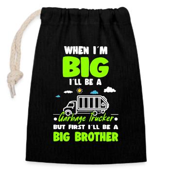 When I'm Big I'll Be an Garbage Trucker Big - Closable cotton gift bag (14x20cm) - black - Front