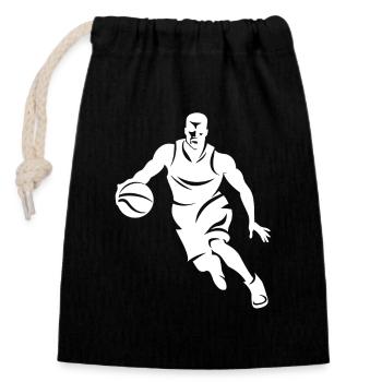 Basketballer - Verschließbarer Geschenkbeutel aus Baumwolle (14x20cm) - Schwarz - Vorne