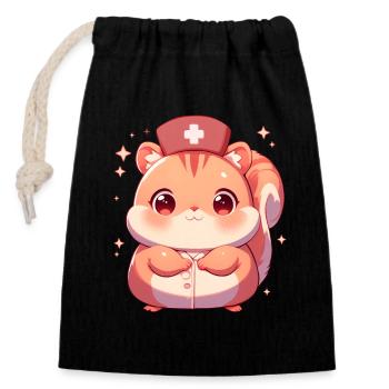 Nurse Squirrel Nurse Doctor - Closable cotton gift bag (14x20cm) - black - Front