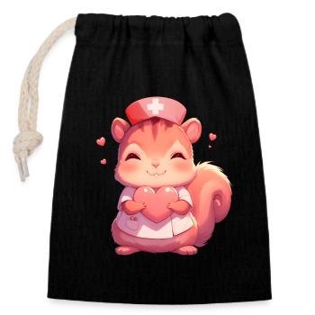 Doctor Squirrel Nurse Nurse - Closable cotton gift bag (14x20cm) - black - Front