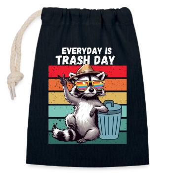 Waschbär Every Day is Trash Day Retro Klima Lustig - Verschließbarer Geschenkbeutel aus Baumwolle (14x20cm) - Navy - Vorne