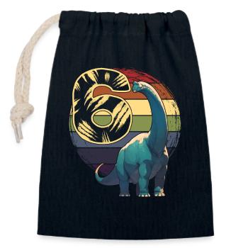Brachiosaure 6 ans 6e anniversaire - Sac cadeau en coton avec cordon (14 x 20 cm) - bleu marine - Devant