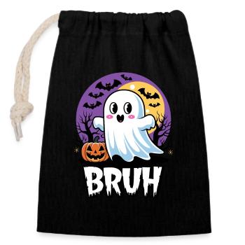 Halloween Geist Gespenst Bruh Vollmond Niedlich - Verschließbarer Geschenkbeutel aus Baumwolle (14x20cm) - Schwarz - Vorne