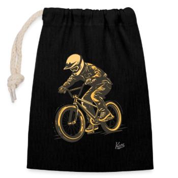 Retro Vintage Old-School BMX - Verschließbarer Geschenkbeutel aus Baumwolle (14x20cm) - Schwarz - Vorne