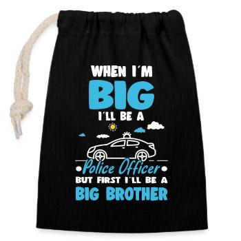 When I'm Big Police Officer First Big Brother - Closable cotton gift bag (14x20cm) - black - Front