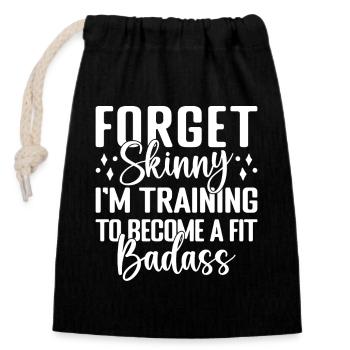 Powerlifting Bodybuilder Fit Badass Gym - Closable cotton gift bag (14x20cm) - black - Front