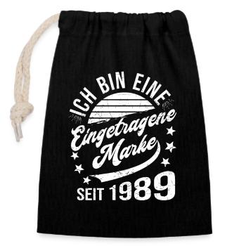 35th Birthday Retro 35th Anniversary Registered Trademark - Closable cotton gift bag (14x20cm) - black - Front