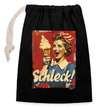 Happy 1950s housewife with cream – Schleck! - Closable cotton gift bag (14x20cm) - black - Front