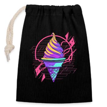 Eiswaffel Synthwave - Verschließbarer Geschenkbeutel aus Baumwolle (14x20cm) - Schwarz - Vorne