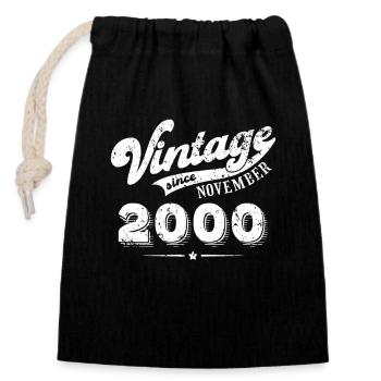 Vintage depuis Novembre 2000 Cadeau d’anniversaire - Sac cadeau en coton avec cordon (14 x 20 cm) - noir - Devant