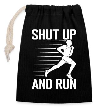 Marathon Runner Shut Up And Run Running - Closable cotton gift bag (14x20cm) - black - Front