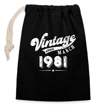 Millésime depuis Mars 1981 Cadeau d’anniversaire - Sac cadeau en coton avec cordon (14 x 20 cm) - noir - Devant