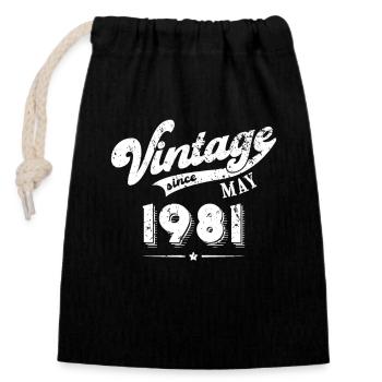 Vintage depuis Mai 1981 Cadeau d’anniversaire - Sac cadeau en coton avec cordon (14 x 20 cm) - noir - Devant